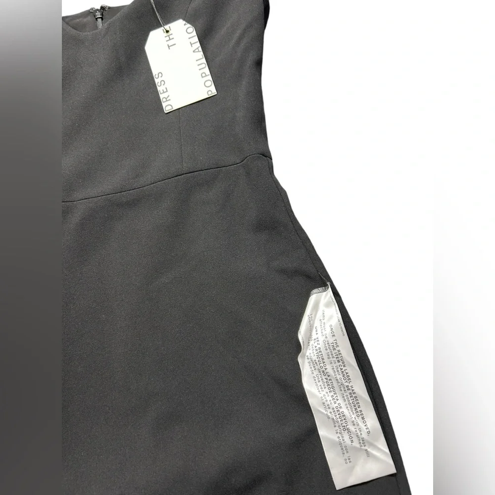 DRESS THE POPULATION womens SONIA black size small long sleeve dress size S NWT - Picture 12 of 13
